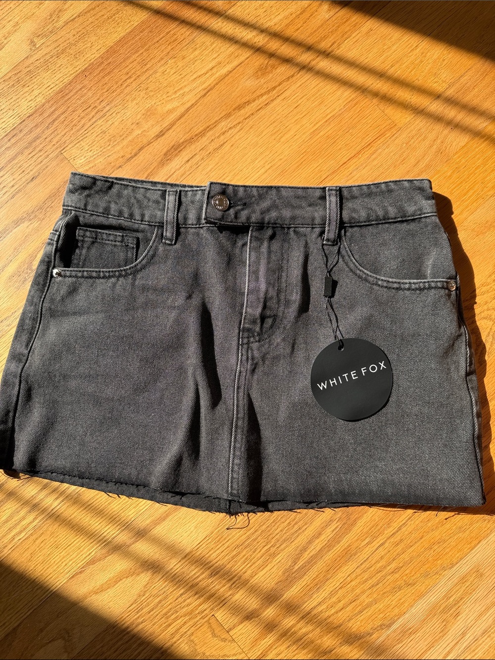 White Fox Boutique Black Denim Mini Skirt